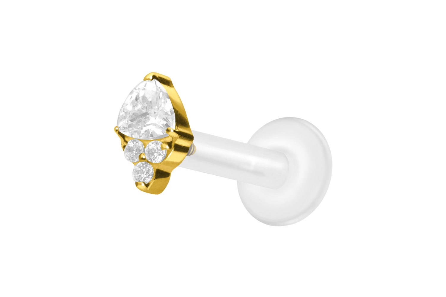 PTFE Labret Piercing mit Innengewinde + Titan-Aufsatz EINGEFASSTE KRISTALLE